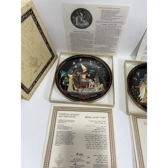 2 Osiris‎ Porcelain Legend of Tutankhamun Plate Banquet Garden + Adornments King - Picture 2 of 7